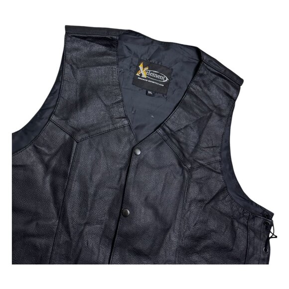 X-ELEMENT Genuine Leather Eagle Live to Ride Motorcycle Biker Vest Mens 3XL - Picture 5 of 6